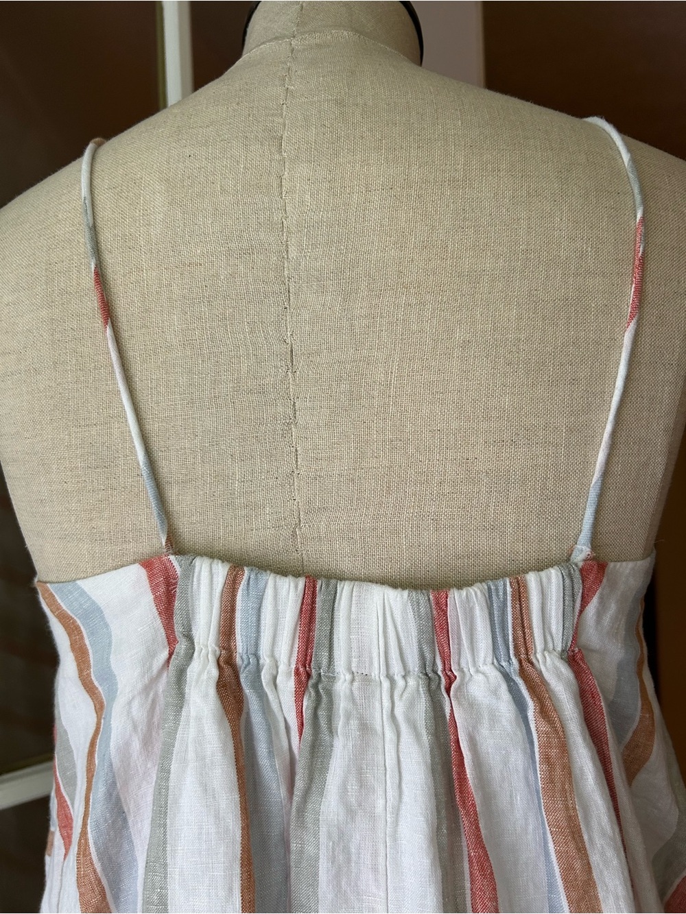 Madewell linen Maxi Slip Dress chevron stripe. Sz. Small - Picture 10 of 12
